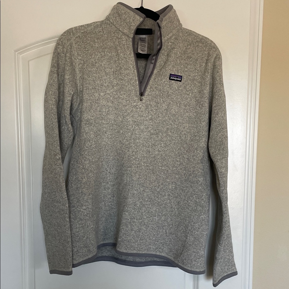 Patagonia Women’s Zip-Up Sweater in Light Gray